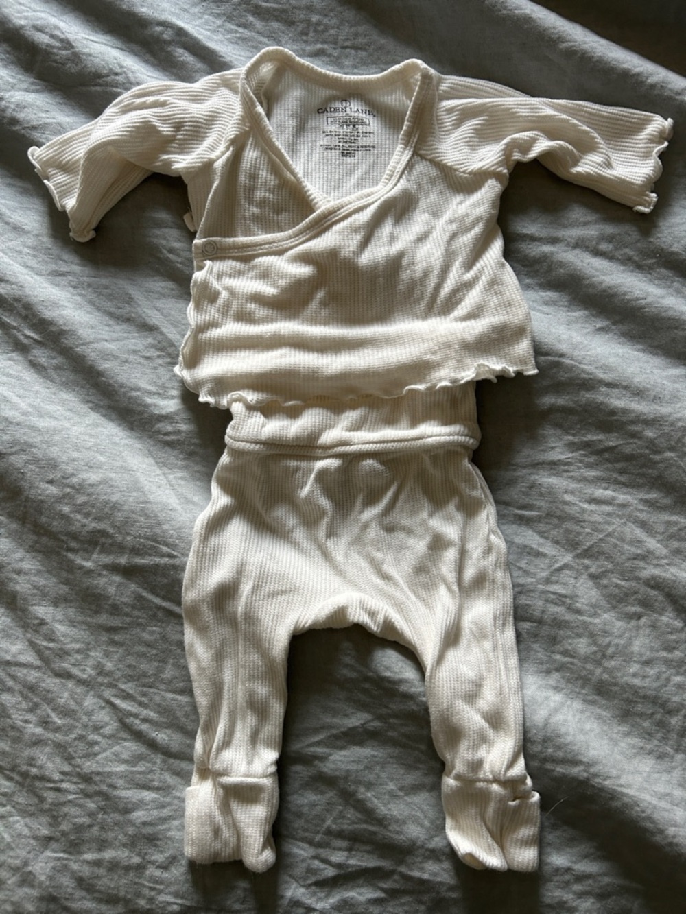 Caden Lane Cream Ribbed Baby Matching Set